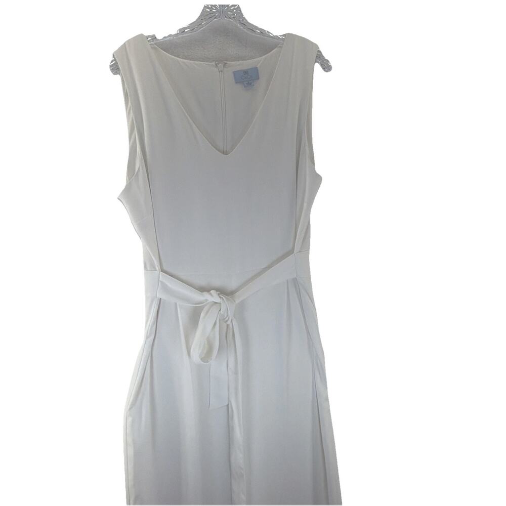 Cece Women's White Tie Surplice V-Neck Sleeveless Jumpsuit Wide leg Size 14 XL